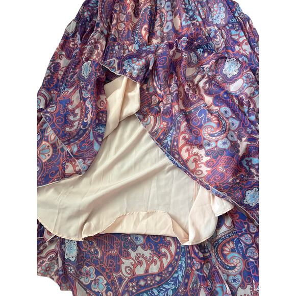 ASOS Design Curve Metallic Off-The-Shoulder Maxi Dress Purple Paisley Size 14 - Picture 11 of 12